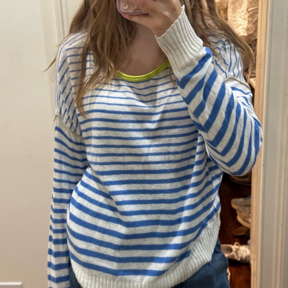 Striped Blue and White Women's Sweater